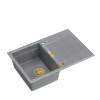 Quadron OWEN 111 GraniteQ zlewozmywak z syfonem Push 2 Open 1-komorowy z/o (760x500x215; kom. 330x430) silver stone / elementy złote HQO7650U5PVDG1